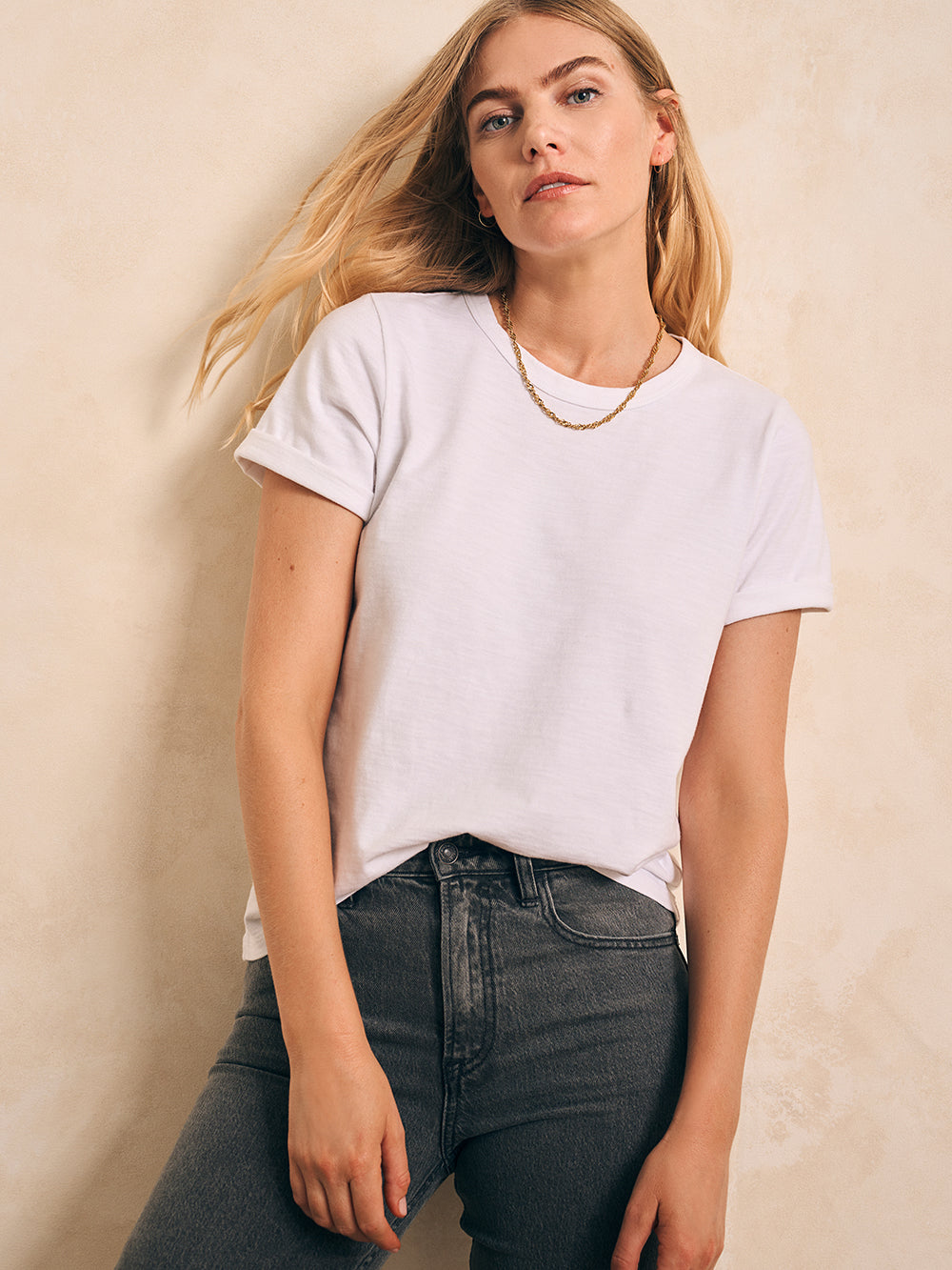 Sunwashed Crew Tee by Faherty in White