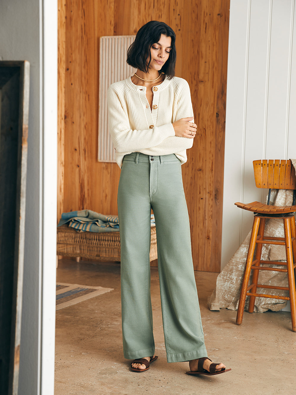 Stretch Terry Harbor Pant by Faherty in Coastal Sage