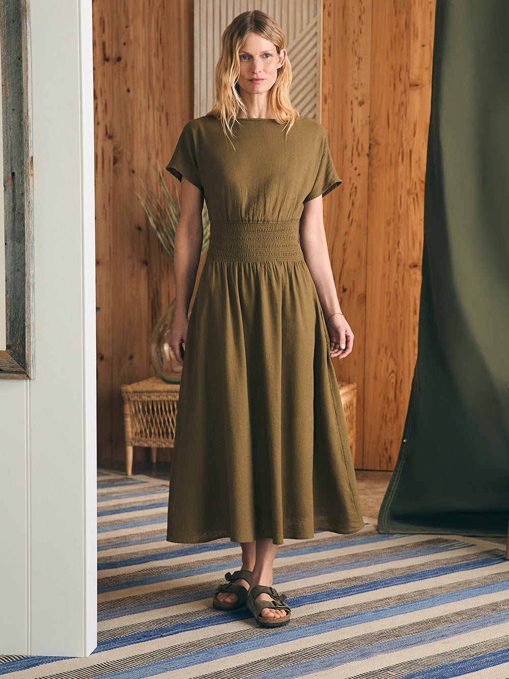 Coast To Coast Midi Dress by Faherty in Military Olive