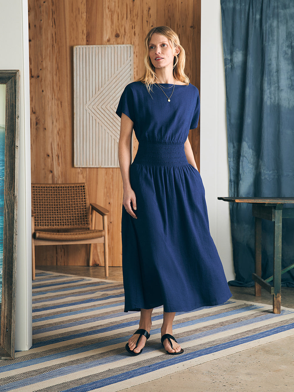 Coast To Coast Midi Dress by Faherty in Navy