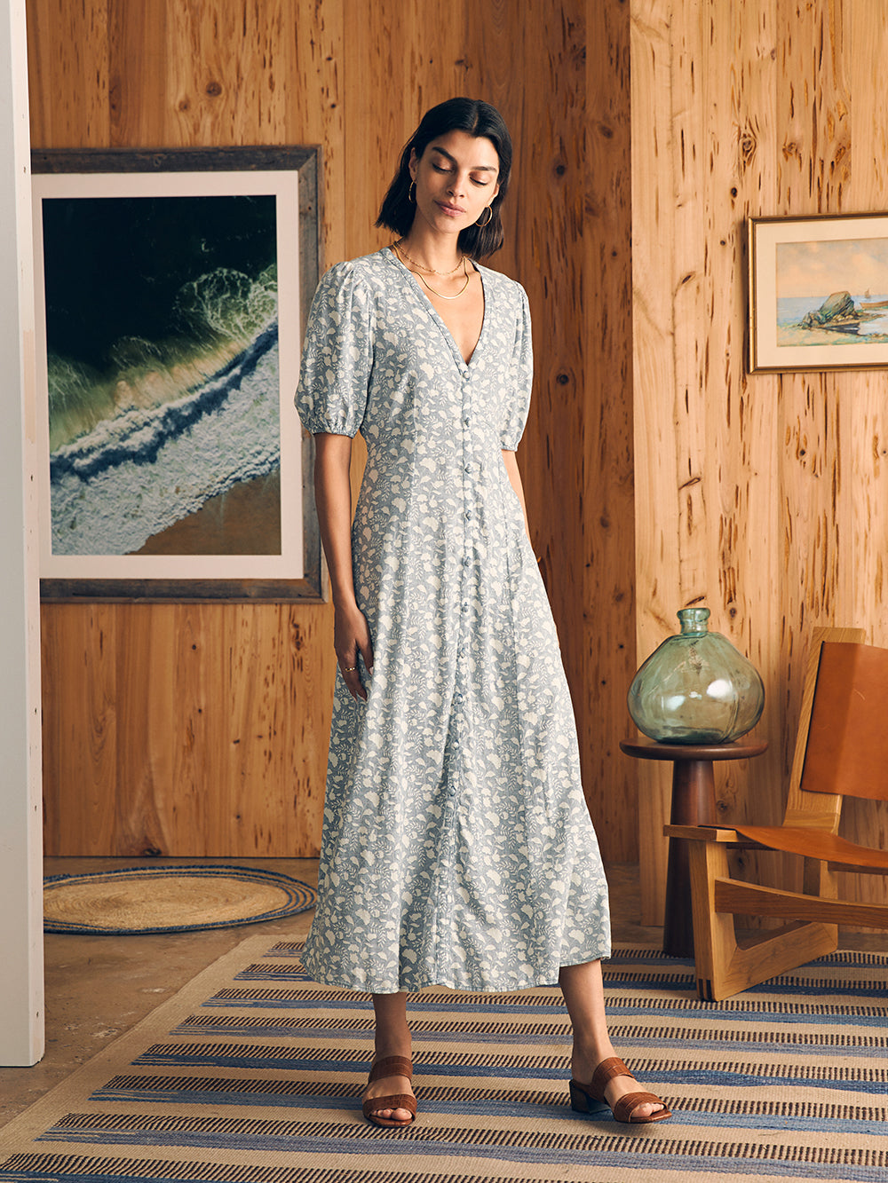 Gemina Dress by Faherty in Indigo Echo Floral