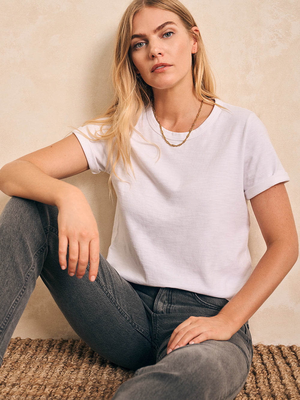 Sunwashed Crew Tee by Faherty in White