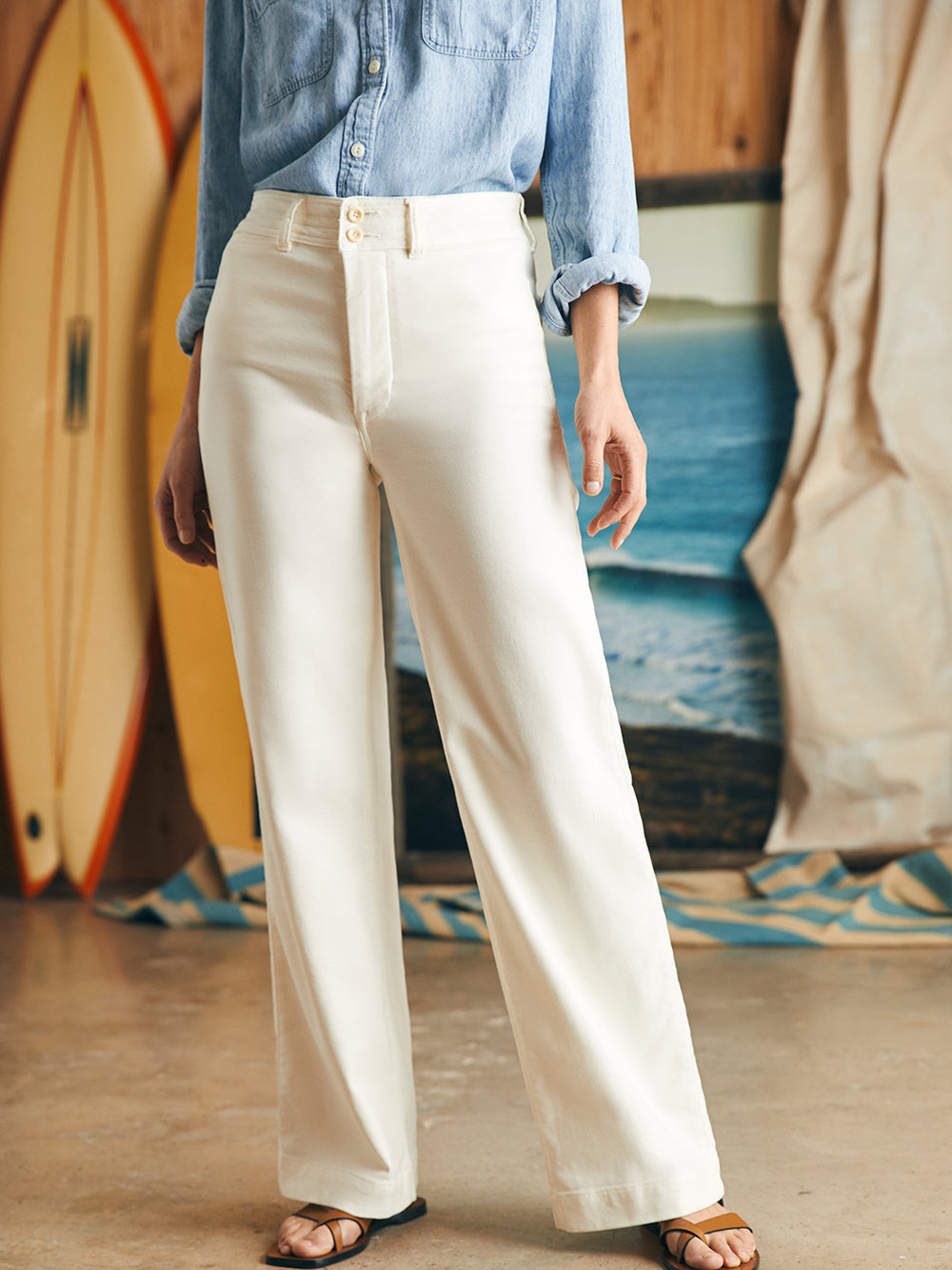 Stretch Terry Harbor Pant by Faherty in Egret