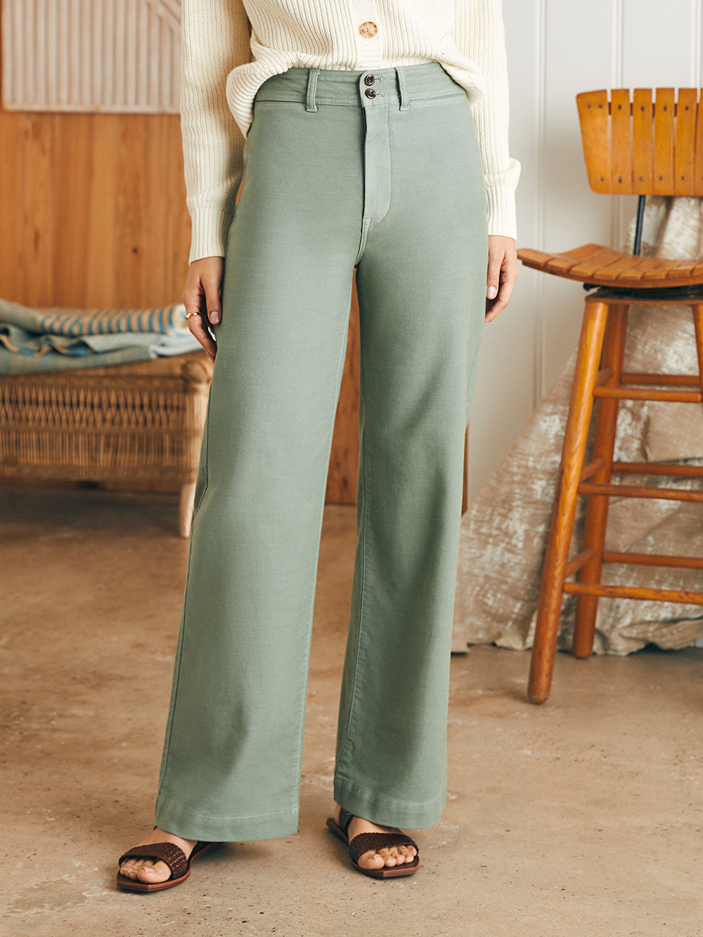 Stretch Terry Harbor Pant by Faherty in Coastal Sage