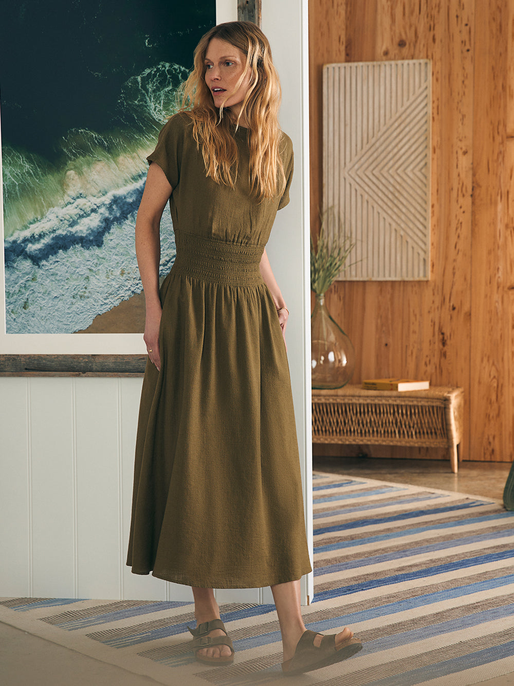 Coast To Coast Midi Dress by Faherty in Military Olive