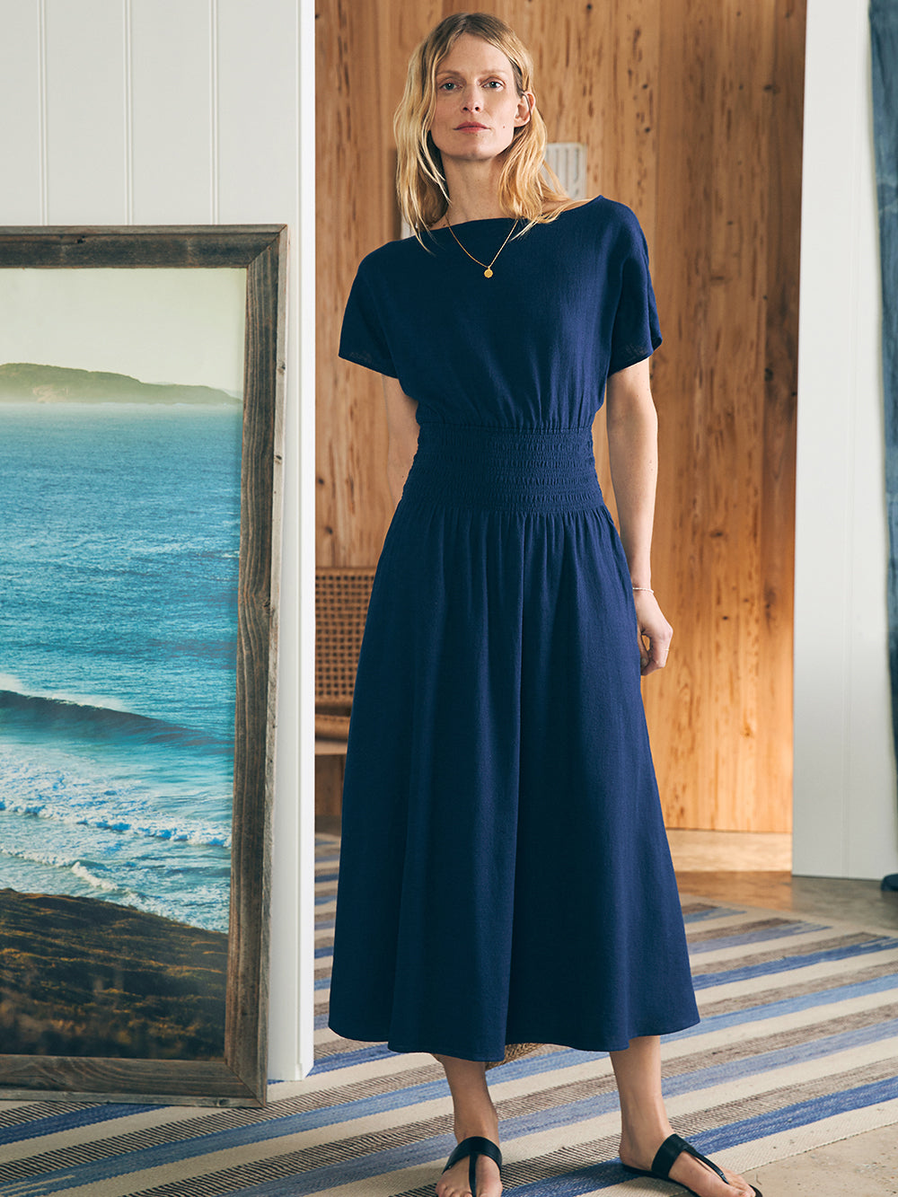 Coast To Coast Midi Dress by Faherty in Navy