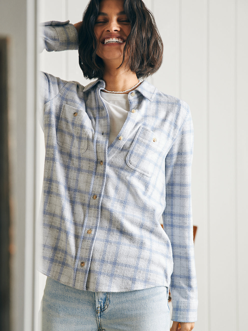 Legend Sweater Shirt by Faherty in Spring Dew Plaid