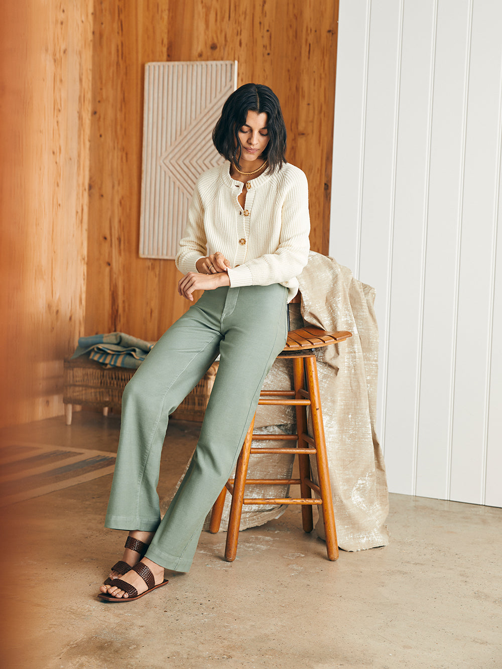 Stretch Terry Harbor Pant by Faherty in Coastal Sage