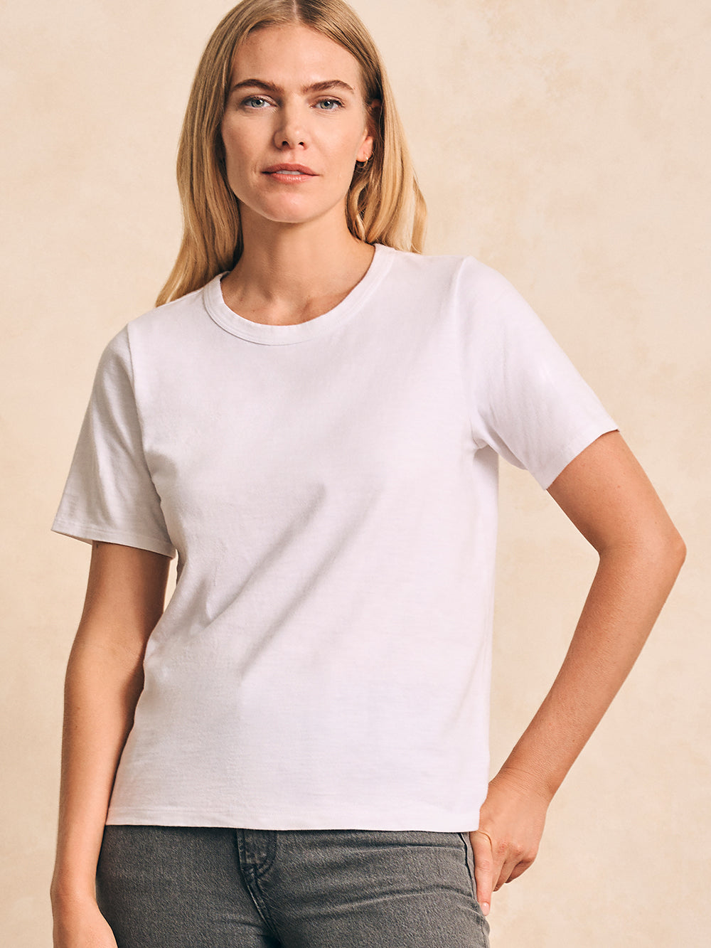 Sunwashed Crew Tee by Faherty in White