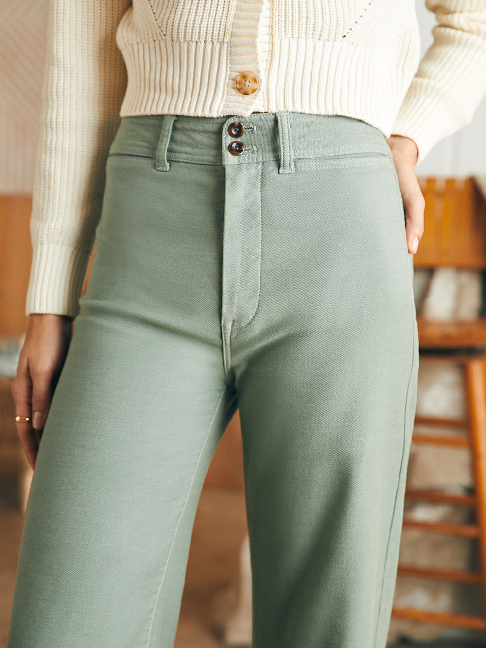 Stretch Terry Harbor Pant by Faherty in Coastal Sage