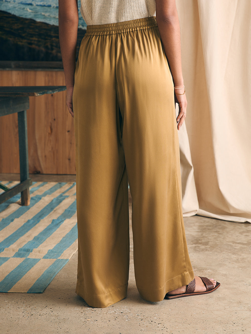 Sandwashed Silk Gemma Pant by Faherty in Antique Bronze