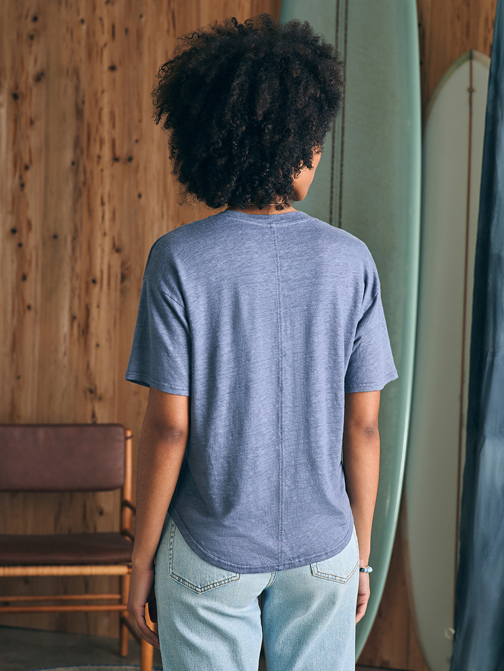 Linen V Neck Tee by Faherty in Folkstone