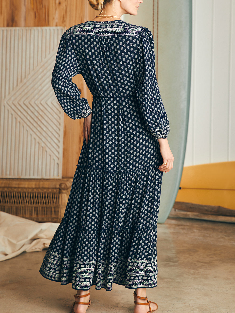 Orinda Long Sleeve Maxi Dress by Faherty in Lotus Floral Print