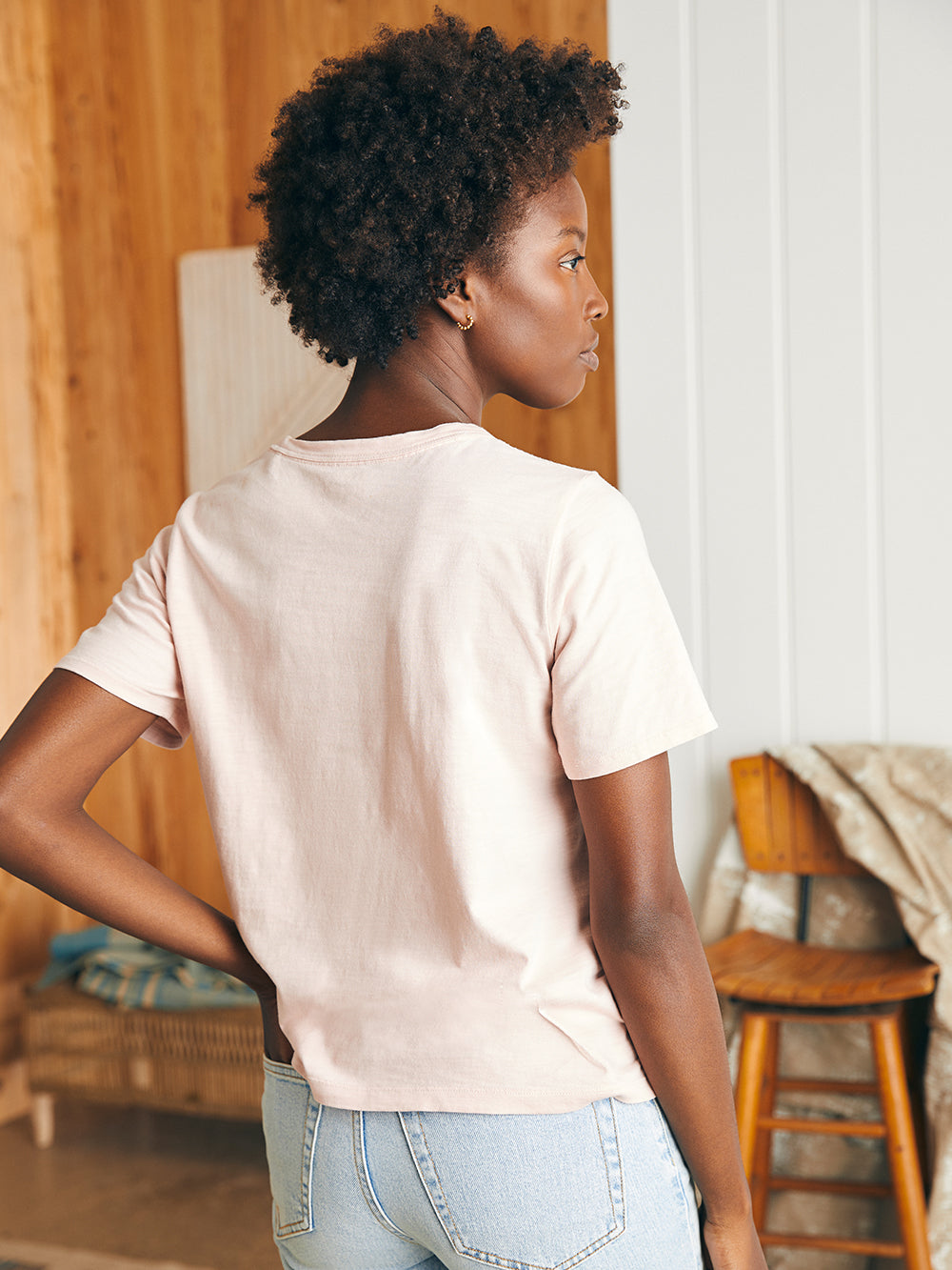 Sunwashed Crew Tee by Faherty in Peach Whip