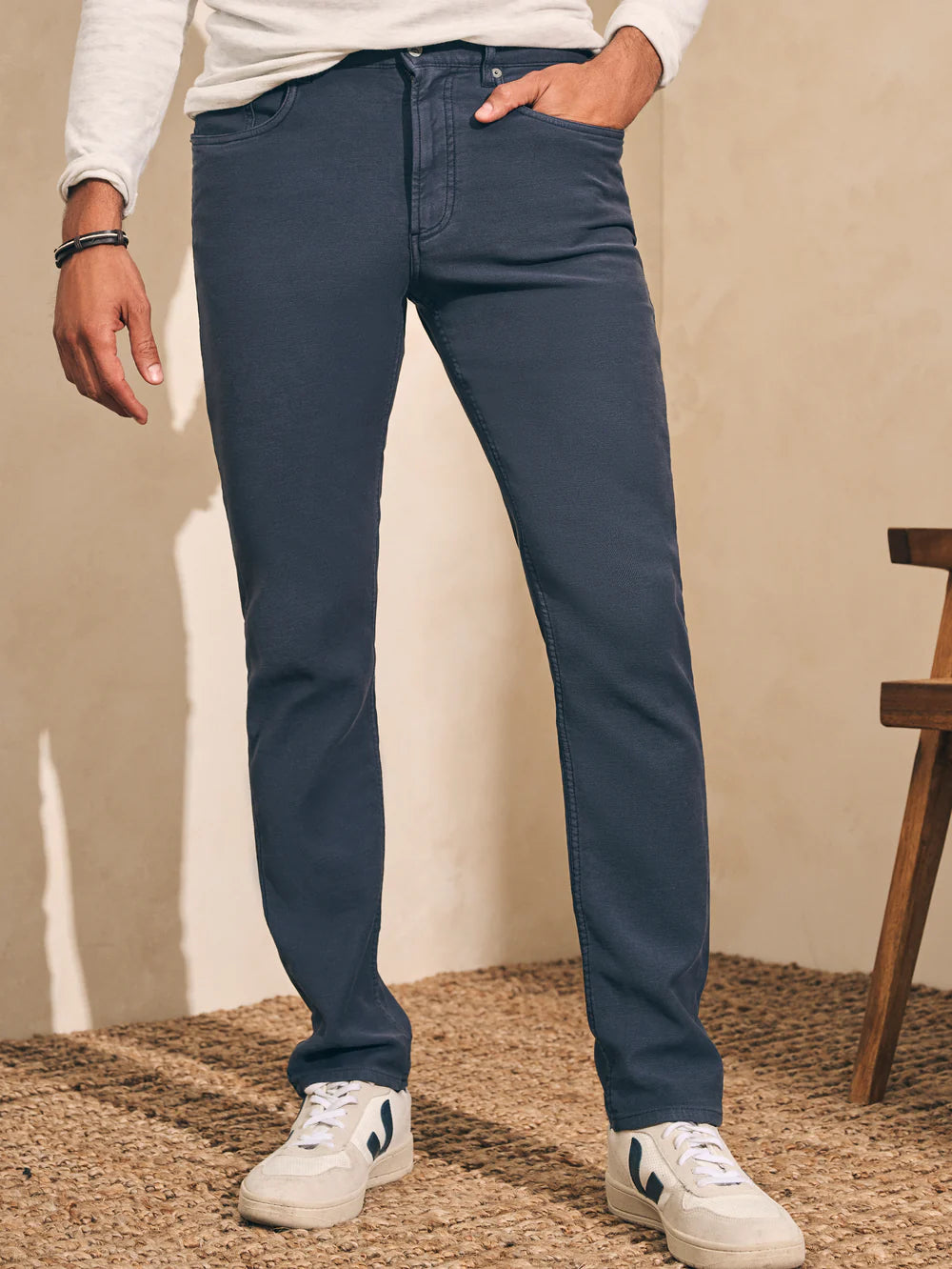 Stretch Terry 5 Pocket - Navy - (32" Inseam)