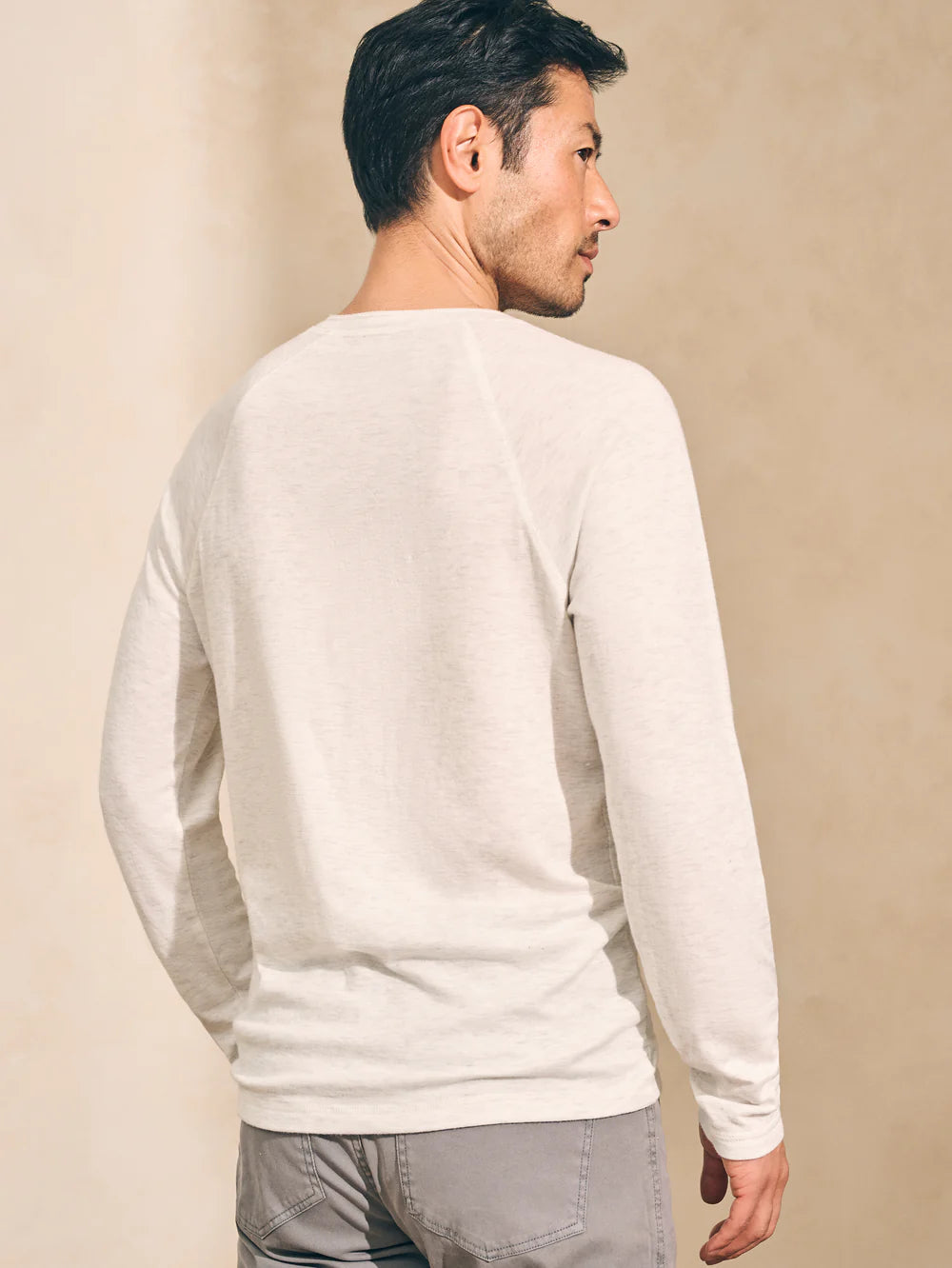 Cloud Long Sleeve Henley - Ivory Heather