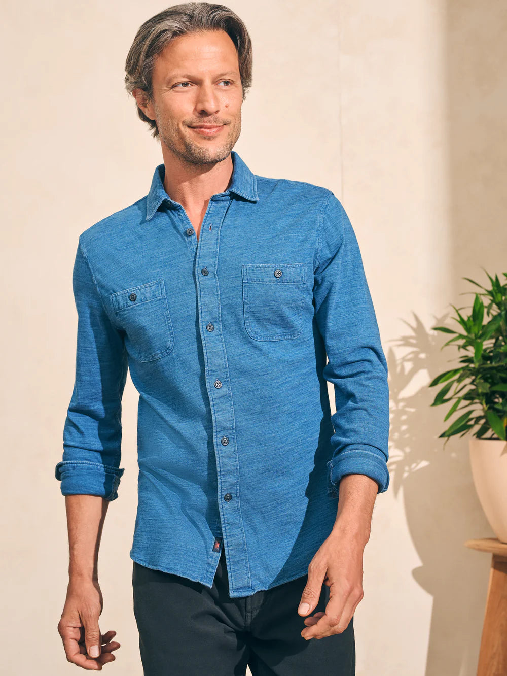 Sunwashed Knit Shirt - Medium Indigo Wash