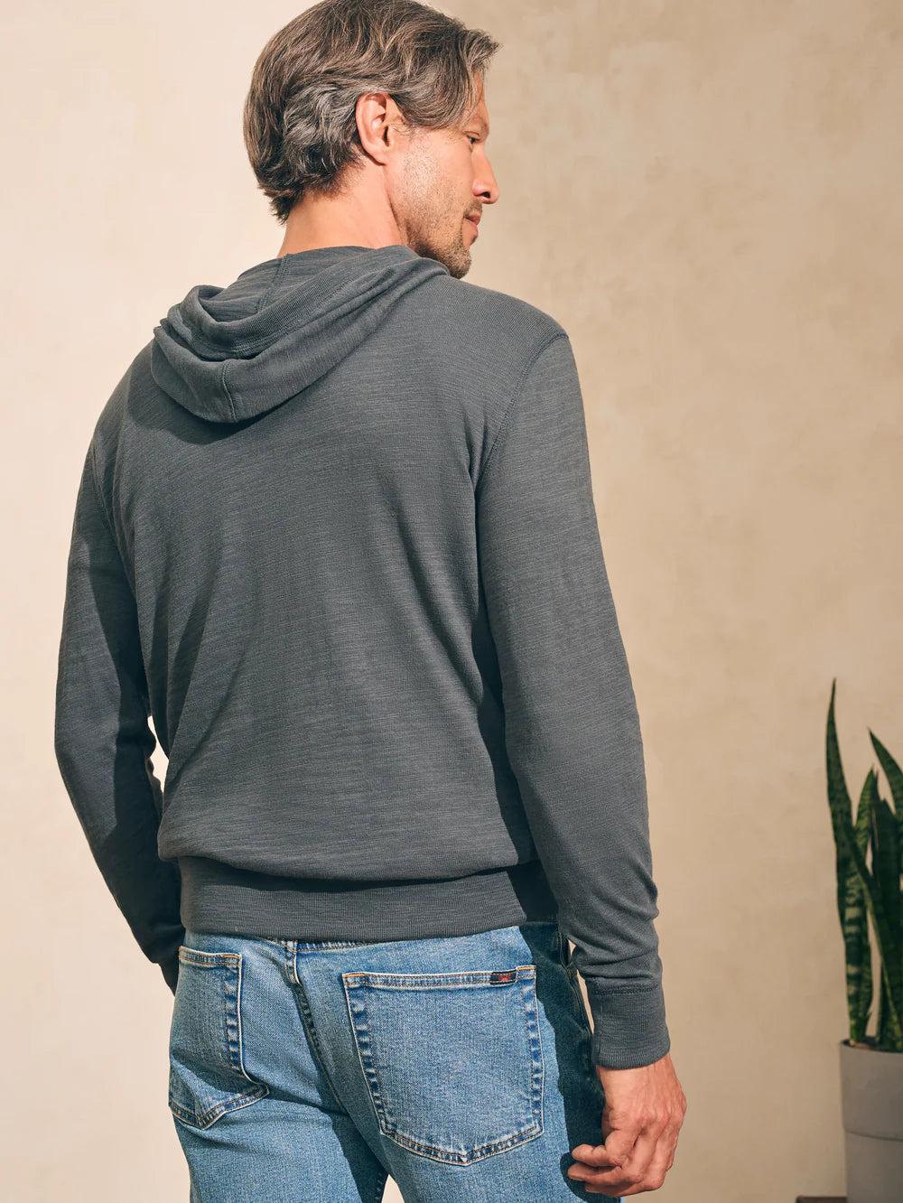 Sunwashed Slub Hoodie - Graphite - Faherty Australia