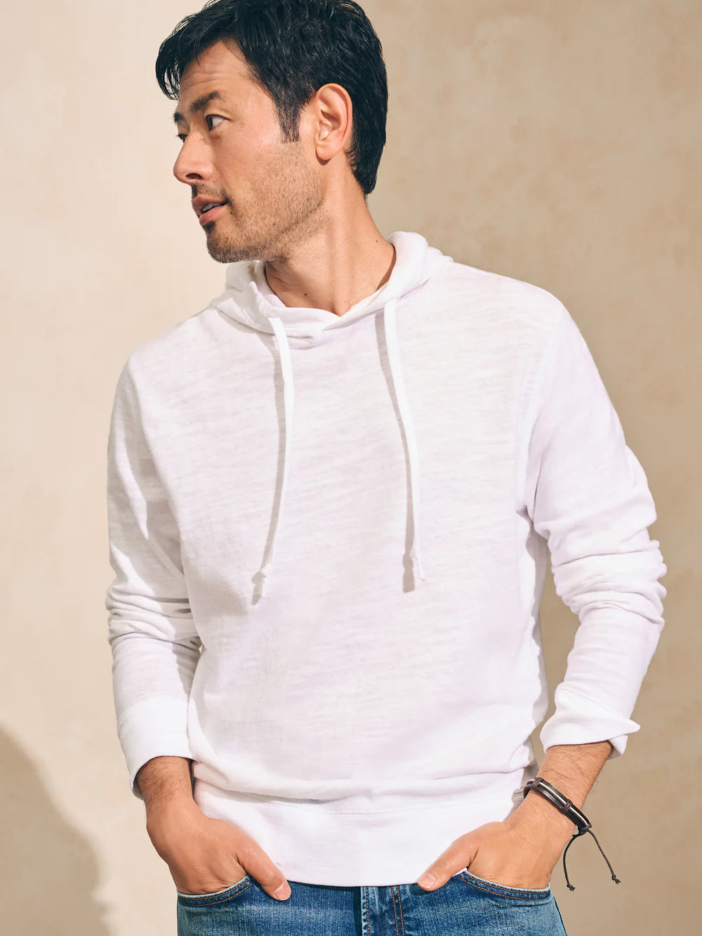 Sunwashed Slub Hoodie - White