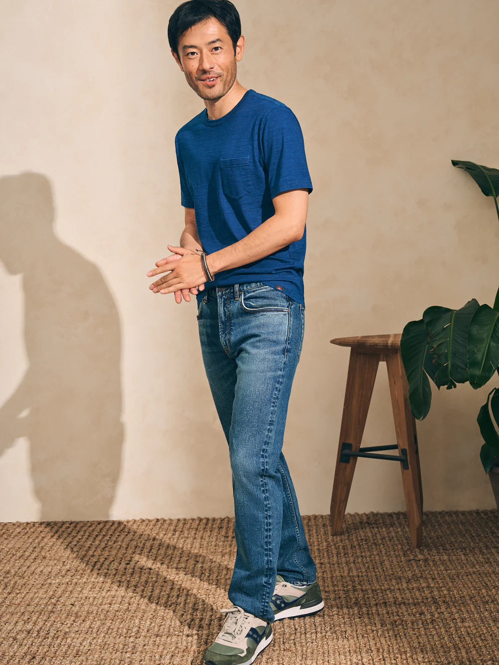 Short Sleeve Indigo Pocket Tee - Dark Indigo Wash