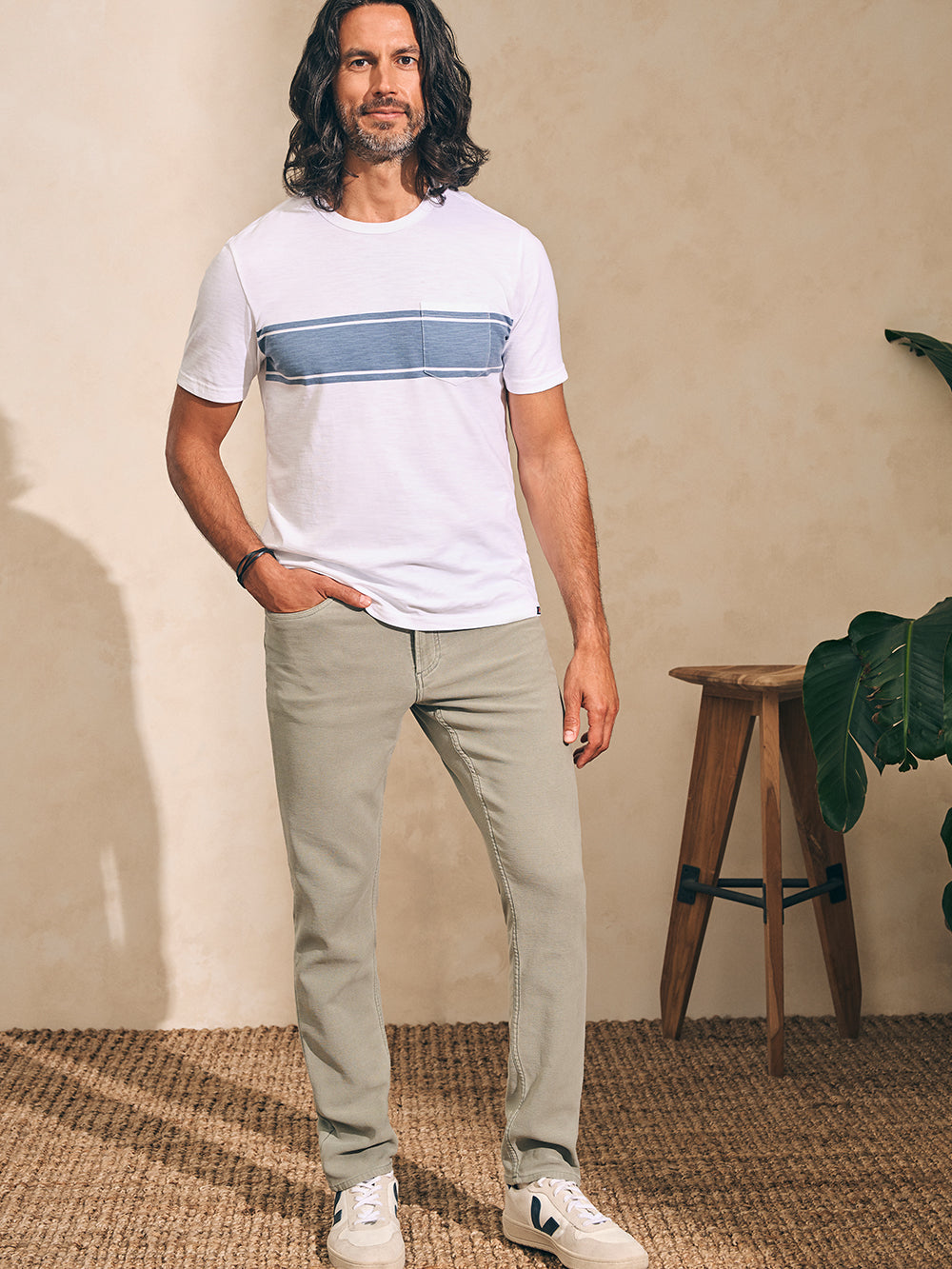 Surf Stripe Sunwashed Tee - White Surf Stripe