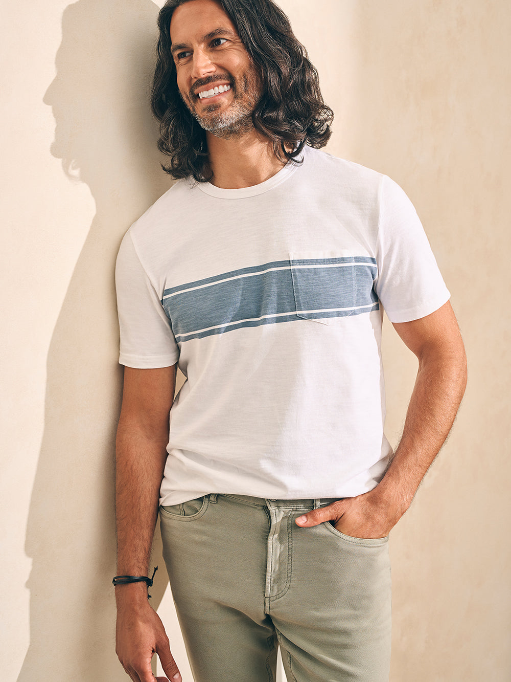 Surf Stripe Sunwashed Tee - White Surf Stripe