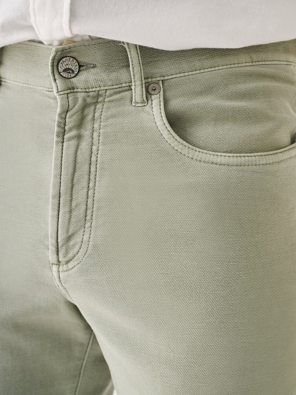 Stretch Terry 5 Pocket - Faded Olive - (32&quot; Inseam)