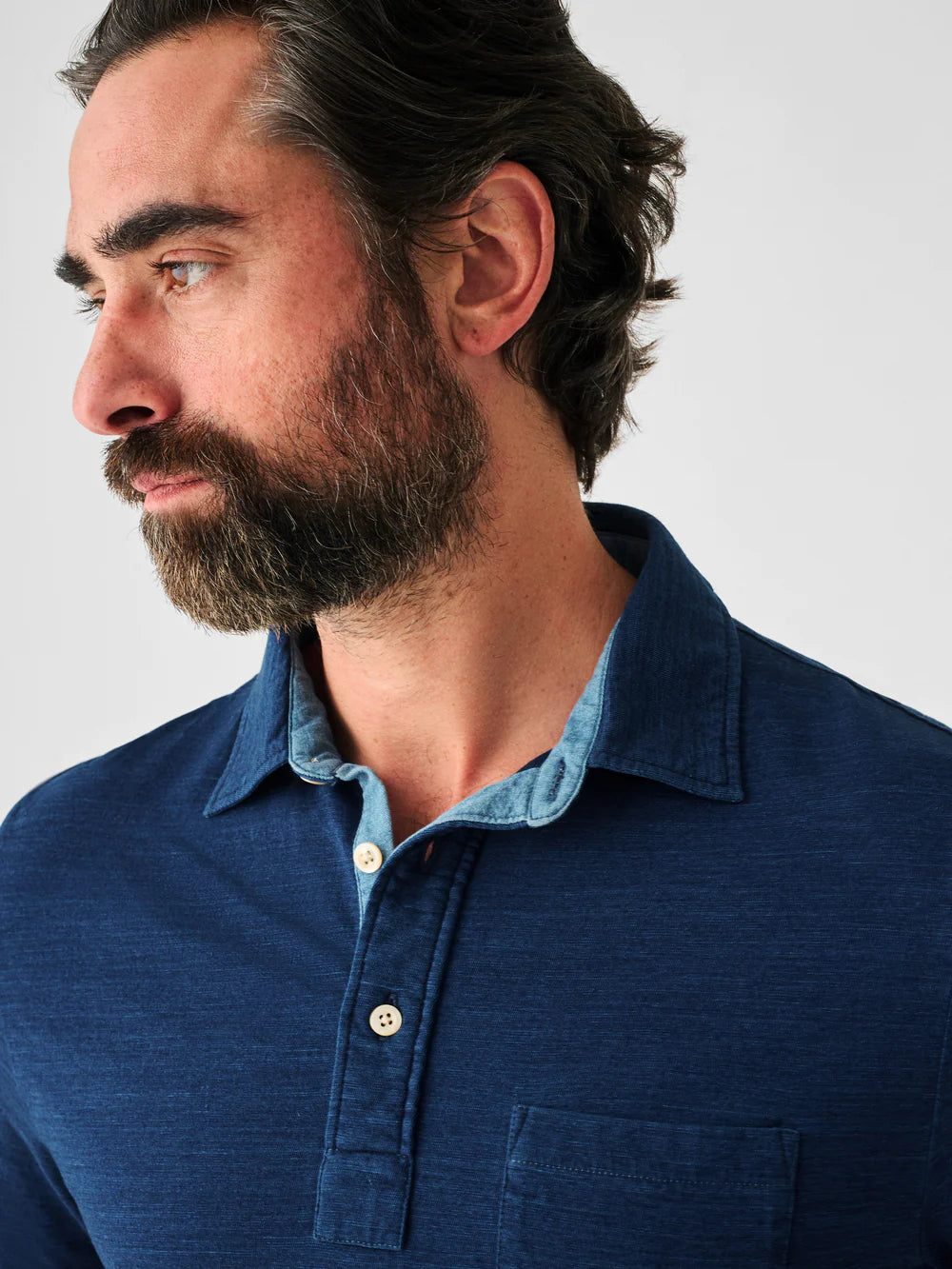 Short Sleeve Indigo Polo - Dark Indigo Wash