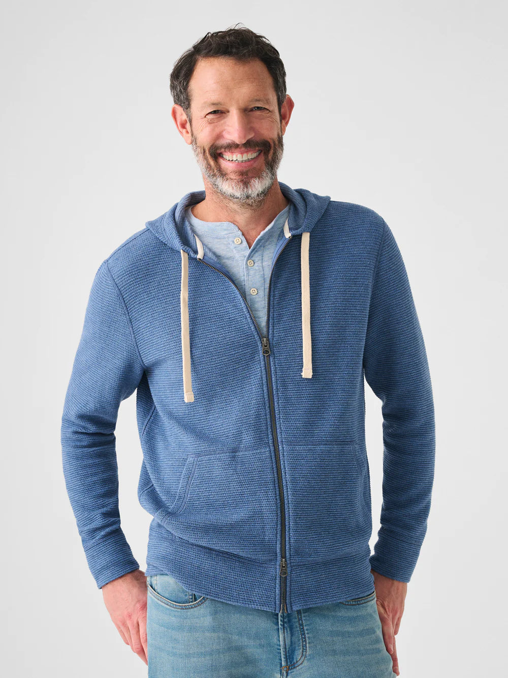 Surf Waffle Zip Hoodie - Clearwater Heather