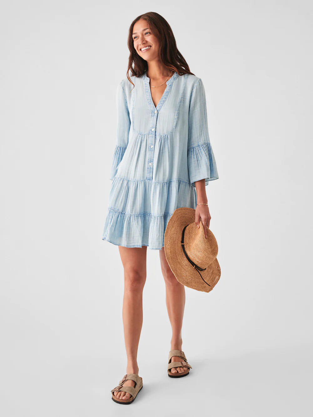 Dream Cotton Gauze Kasey Dress - Light Indigo Wash