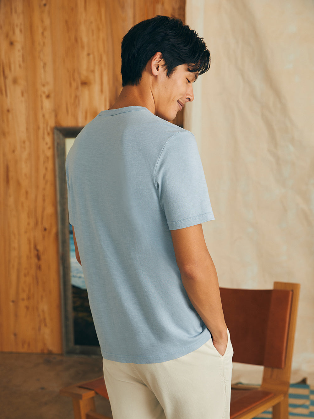 Sunwashed Pocket Tee by Faherty in Blue Breeze