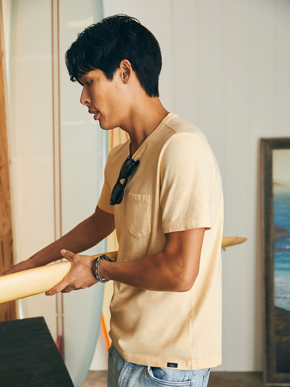 Sunwashed Pocket Tee by Faherty in Sunny Days