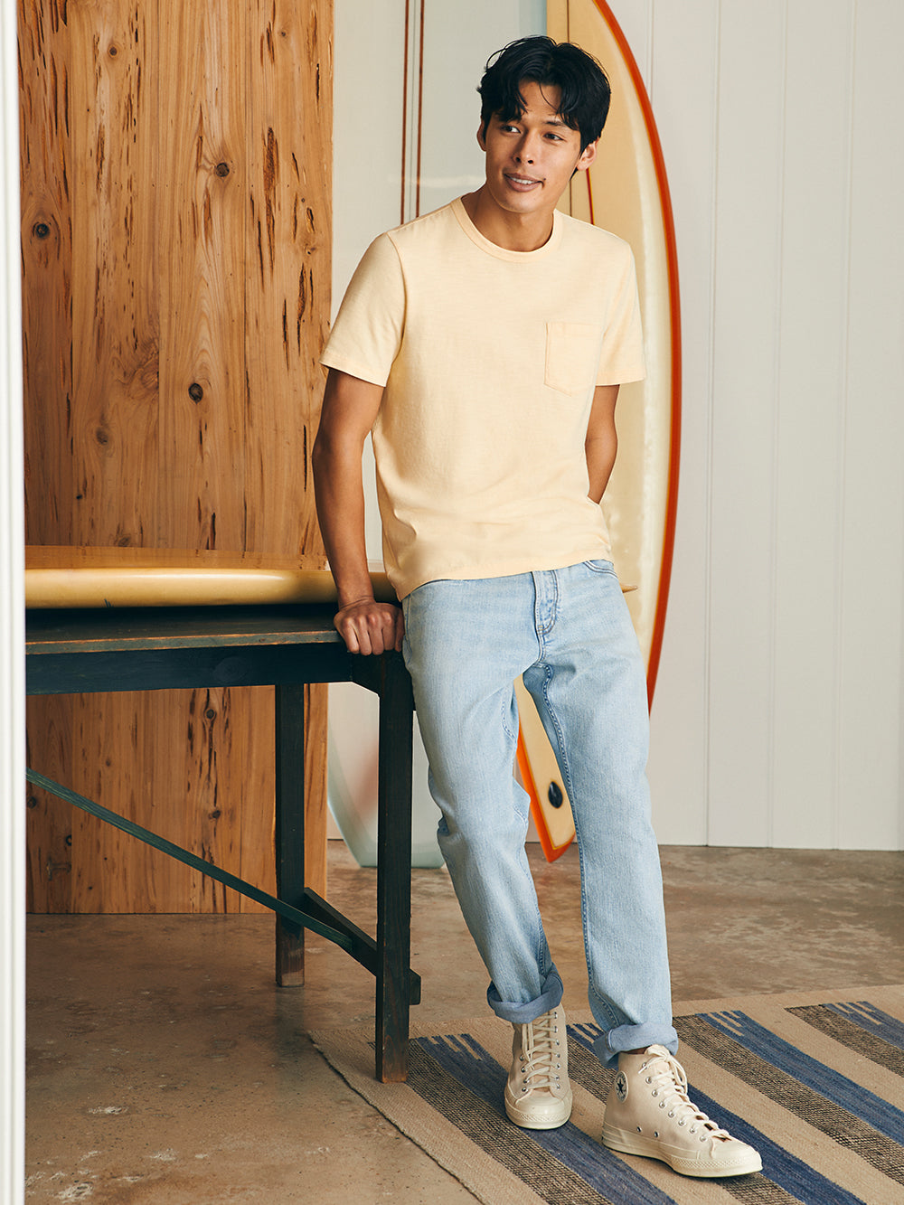 Sunwashed Pocket Tee by Faherty in Sunny Days