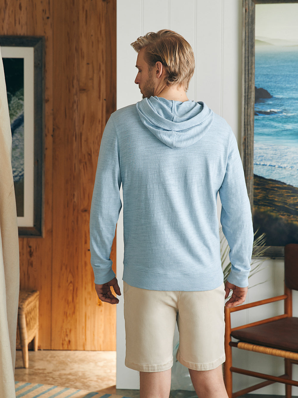 Sunwashed Slub Hoodie by Faherty in Blue Breeze