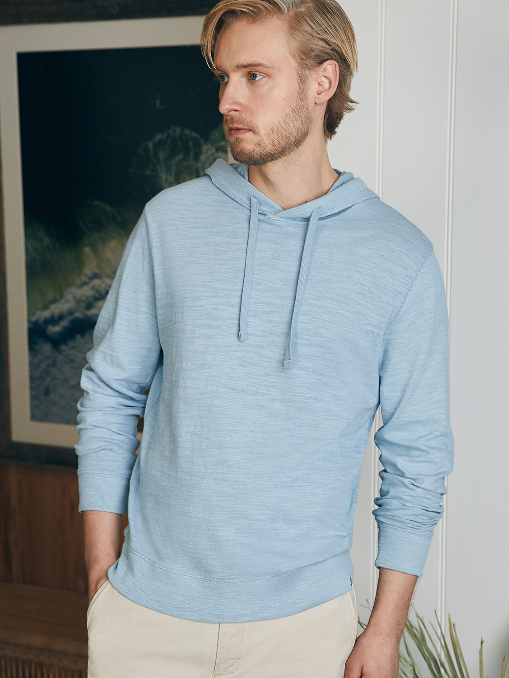 Sunwashed Slub Hoodie by Faherty in Blue Breeze