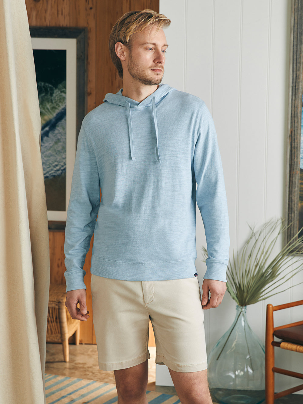 Sunwashed Slub Hoodie by Faherty in Blue Breeze