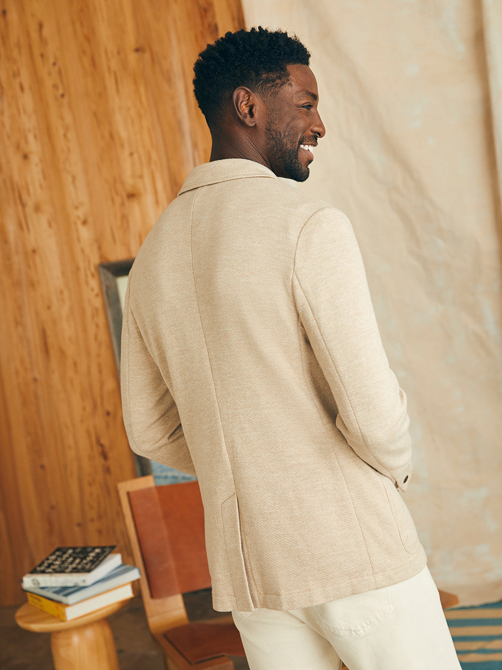 Inlet Knit Blazer by Faherty in Sahara Fields Melange