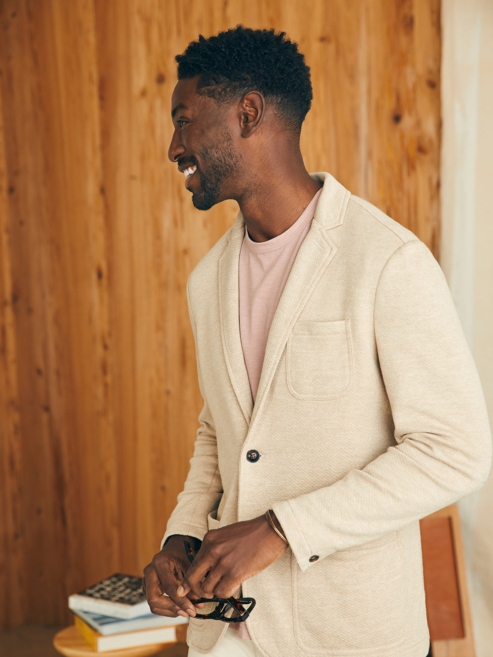 Inlet Knit Blazer by Faherty in Sahara Fields Melange