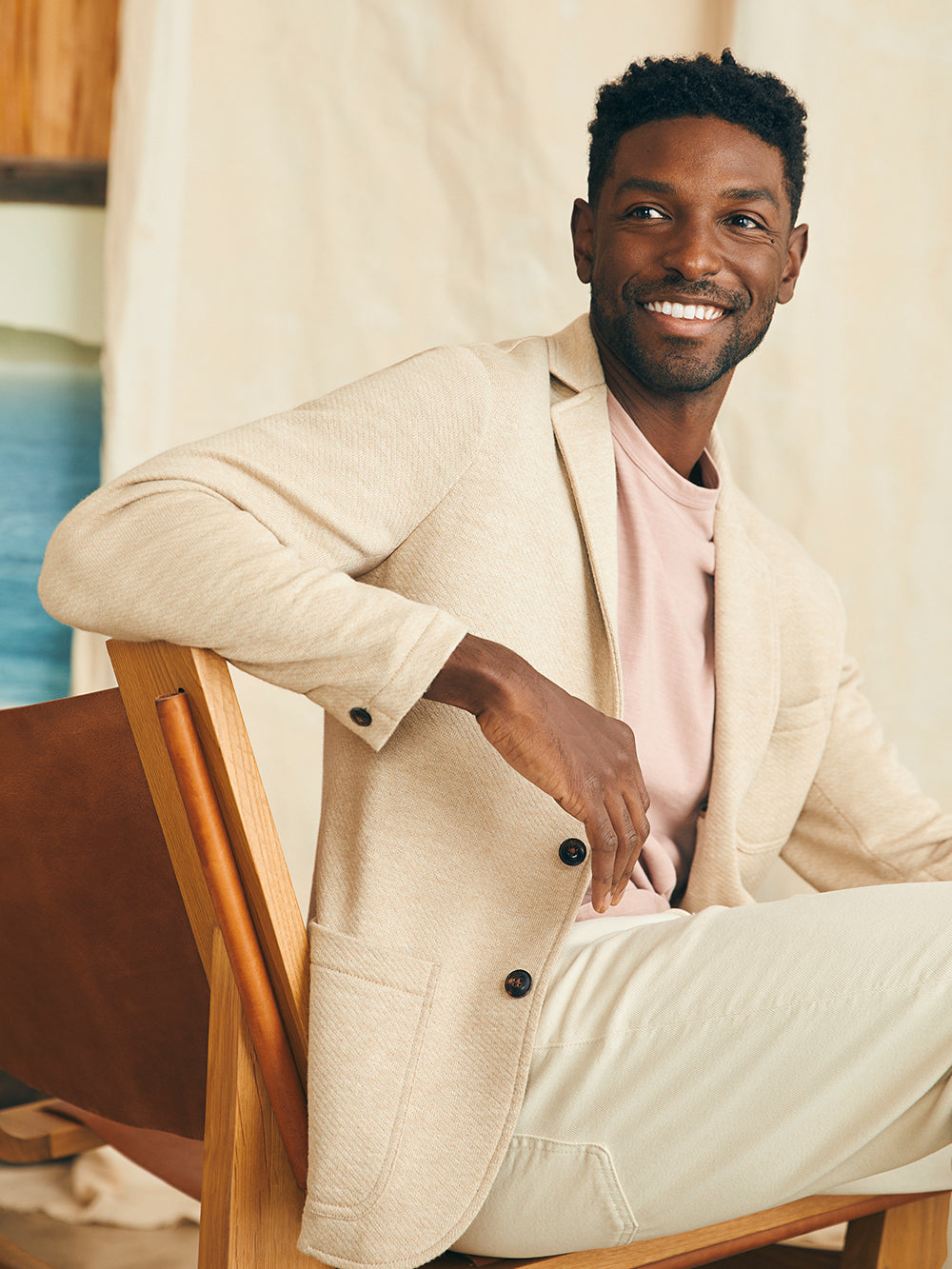 Inlet Knit Blazer by Faherty in Sahara Fields Melange