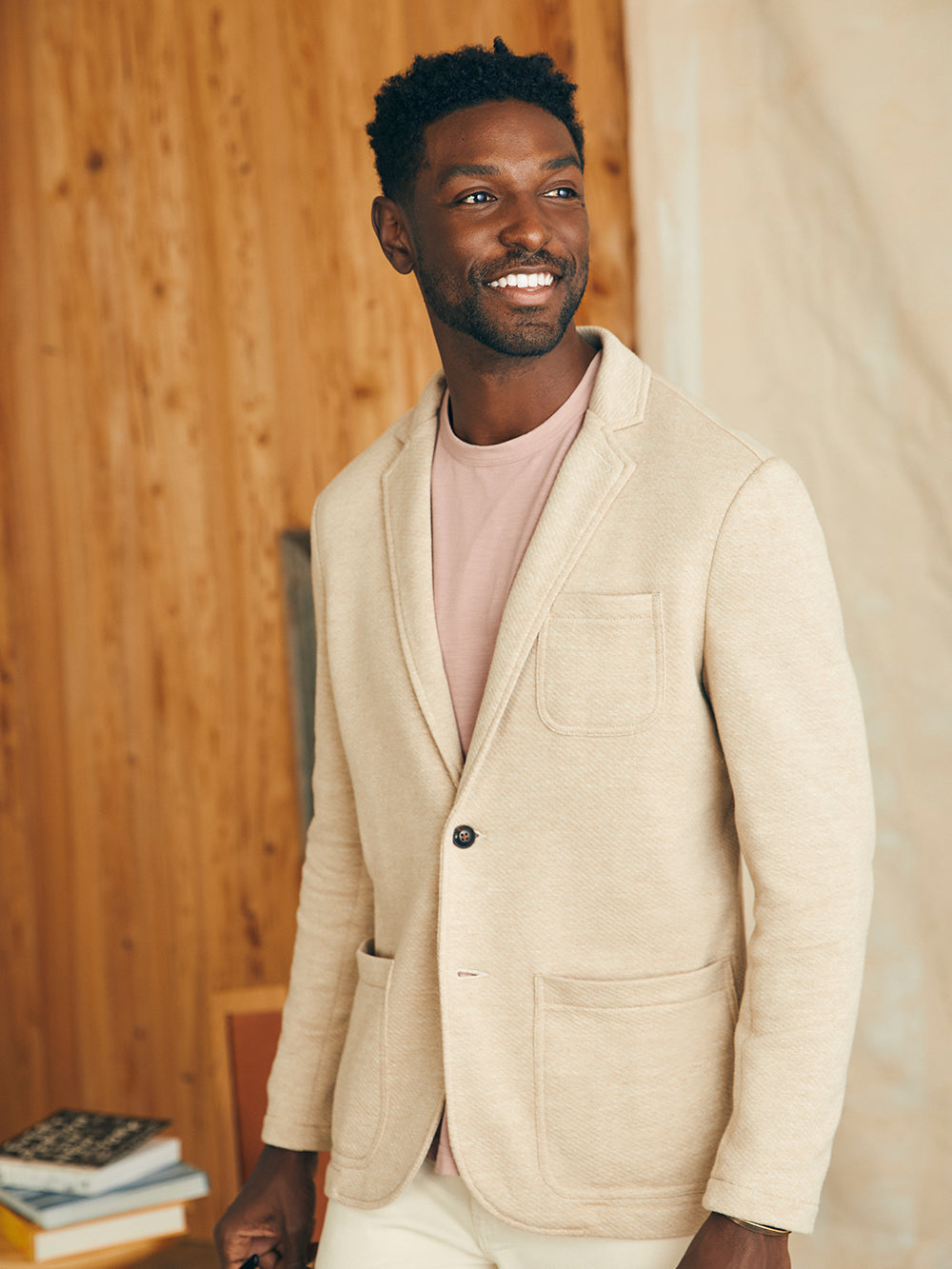 Inlet Knit Blazer by Faherty in Sahara Fields Melange