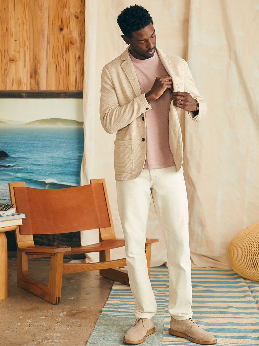 Inlet Knit Blazer by Faherty in Sahara Fields Melange