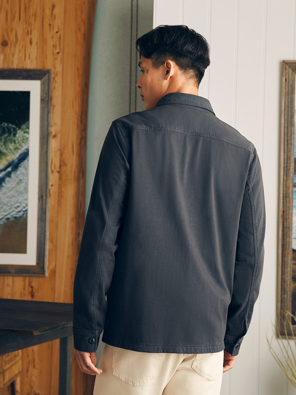 Jersey Shirt Jacket by Faherty in Onyx Black