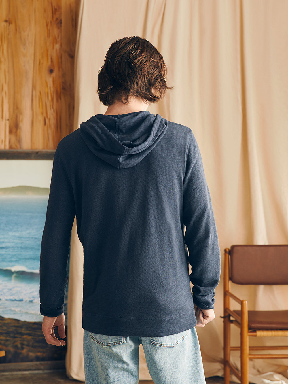 Sunwashed Slub Zip Hoodie by Faherty in Blue Nights