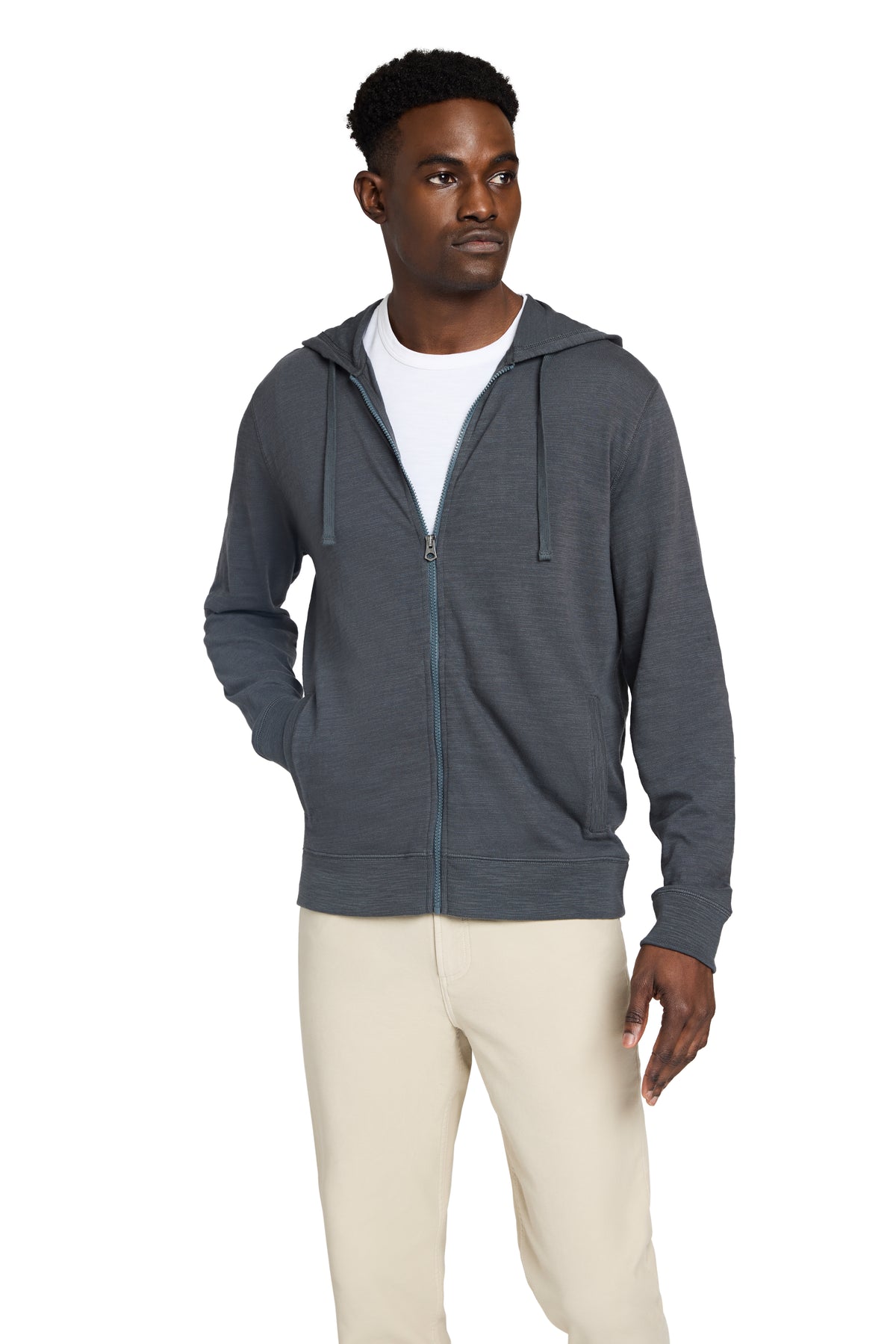 Sunwashed Slub Zip Hoodie - Graphite