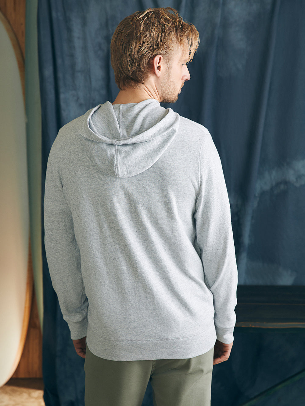 Sunwashed Slub Zip Hoodie by Faherty in Light Grey Heather