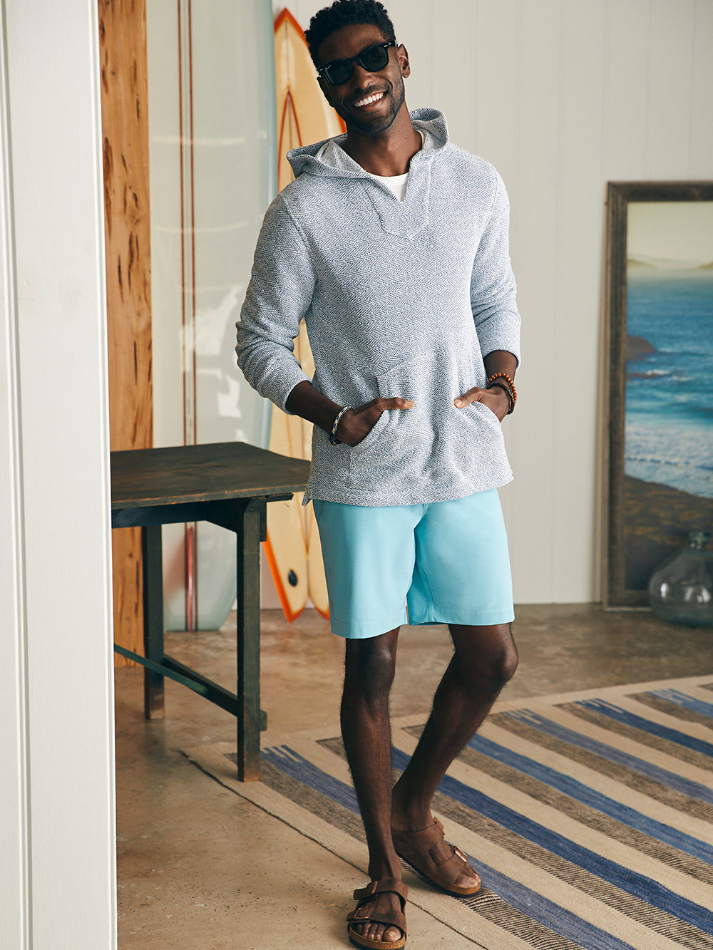 Belt Loop All Day Shorts (9") by Faherty in Turquoise Sky