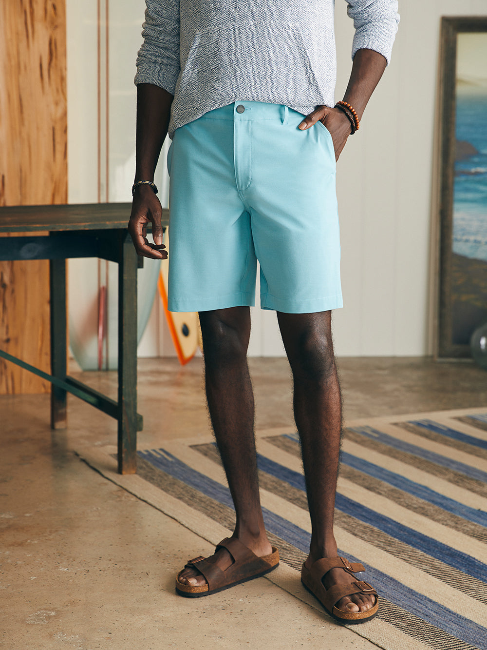 Belt Loop All Day Shorts (9") by Faherty in Turquoise Sky