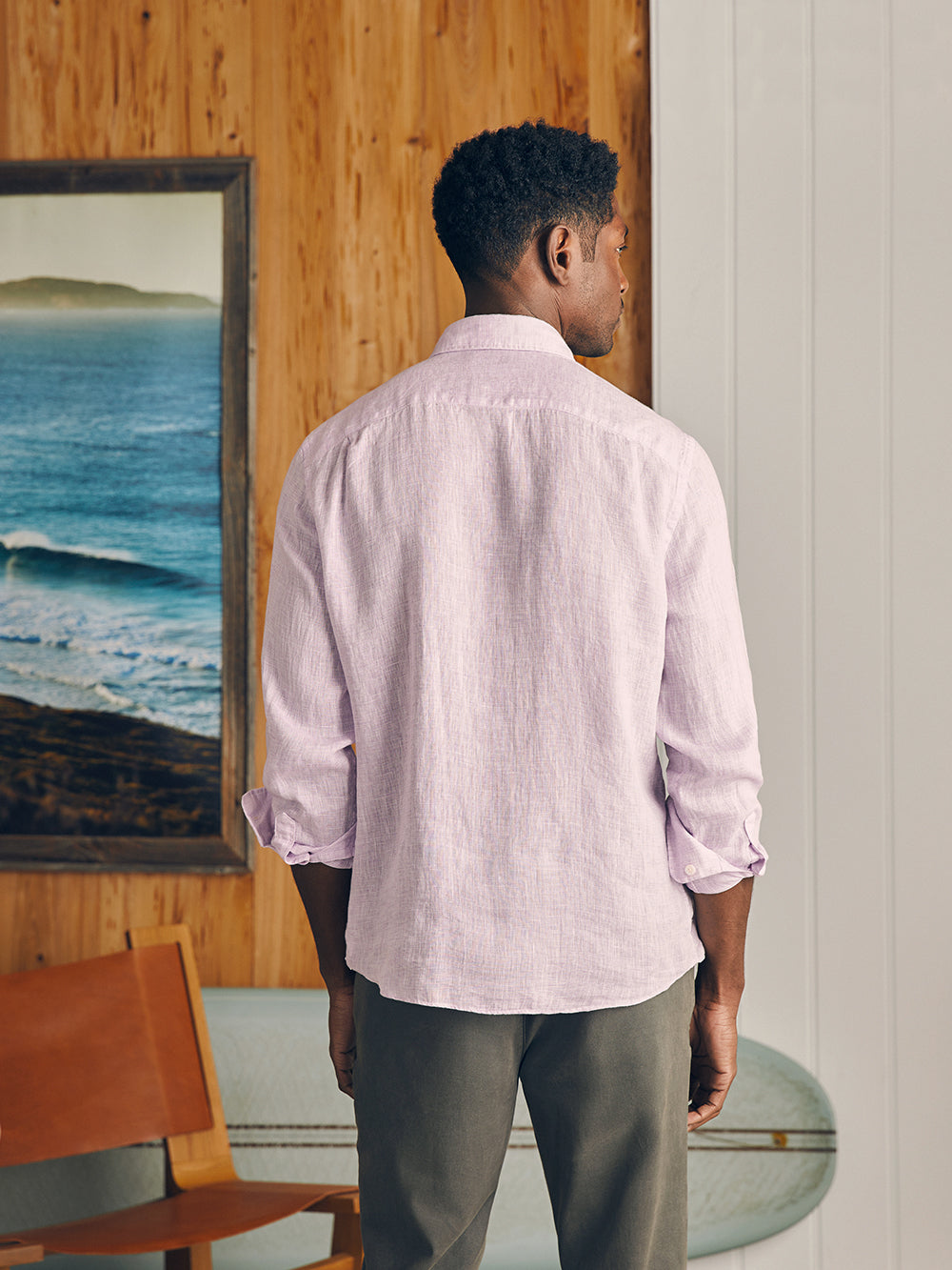 Linen Laguna Shirt by Faherty Lavender Melange