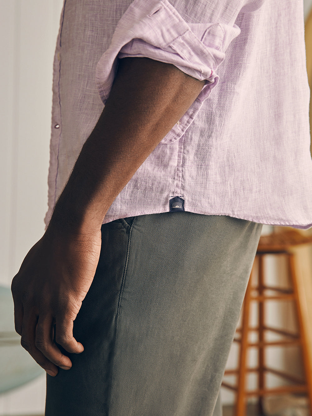 Linen Laguna Shirt by Faherty Lavender Melange