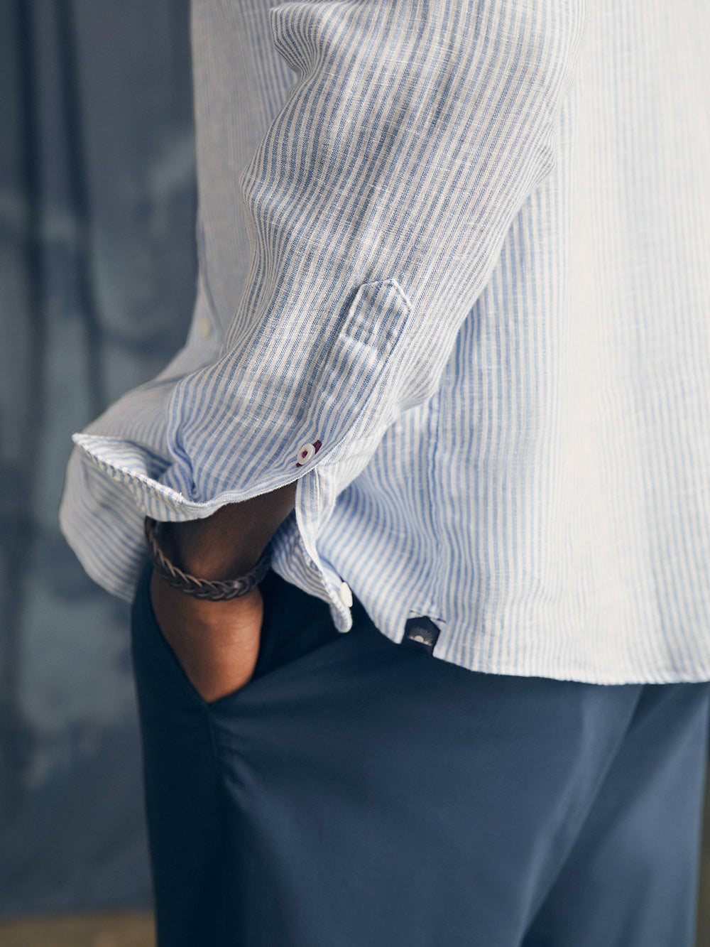 Linen Laguna Shirt by Faherty in Summer Classic Stripe